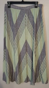 Max Studio Maxi Skirt Geometric Striped Pattern Gray Mint Green Med Academia - Picture 1 of 3