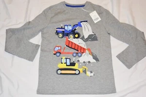 Mini Boden Construction Trucks Shirt Blue NWT New 9-10 - Picture 1 of 6
