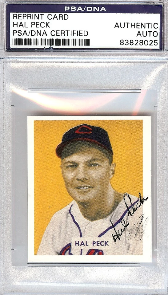 Hal Peck Autographed 1949 Bowman Reprints Card #182 Indians PSA/DNA #83828025 - Image 1 of 1