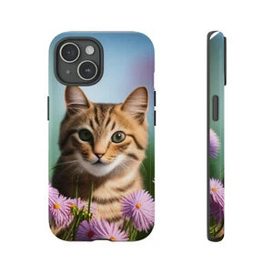 Funda de teléfono diseñada a mano para gato y flores para iPhone Samsung Google Pixel - Imagen 1 de 173