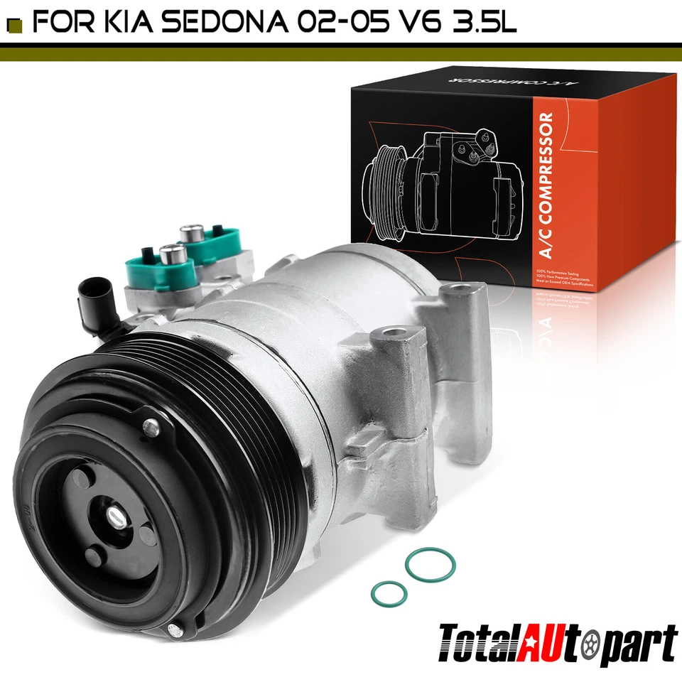 Compresor de aire acondicionado con embrague para Kia Sedona 2002-2005 V6 3,5 L con compresor HS18 Foto 1 de 4