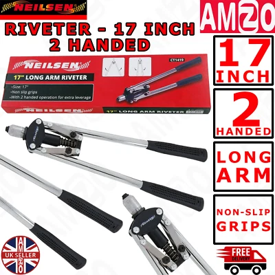 17" RIVET GUN LONG ARM HAND POP RIVETER TOOL HEAVY DUTY WARRANTY CT1419 - Image 1 of 4