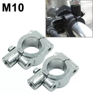Motorcycle Bike 1" 25mm Handle Bar Mirror Mount Holder Clamp Adaptor 10MM Thread - Picture 1 of 4