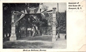 1905 RI Postcard Arch Bellevue Avenue Newport American Flags Banner PMC - Picture 1 of 2