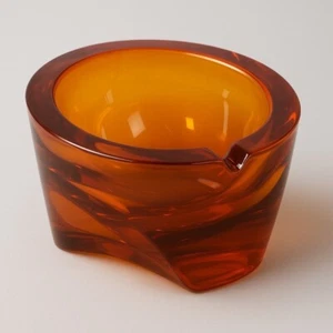 Vintage Viking Glass Ashtray Large Tripod Slant Mid Century Modern Art Glass - Picture 1 of 3