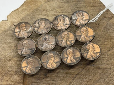 Monedas de cobre Lincoln Pennies hechas a mano hebilla de cinturón vintage Foto 1 de 4