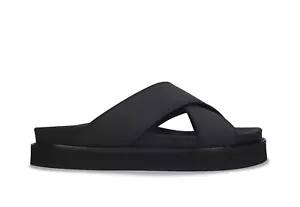 Sandalias veganas negras plataforma tiras cruzadas destalonadas suela acolchada - Imagen 1 de 8