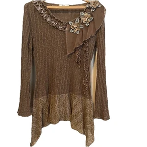 Zeeba Y2K Floral Top Women’s M Fairycore Whimsigoth Fairy Grunge Festival Boho - Picture 1 of 10