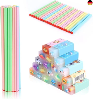 MARKE PBUSPU PBUSPU Bleistifte mit Radiergummi Kinder Set, 20 Lustige Radiergummis Kinder 20