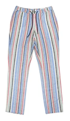 Pantalones para hombre Chester ajustados multicolor a rayas mezcla de lino cachemir y gris S nuevos con etiquetas Foto 1 de 3