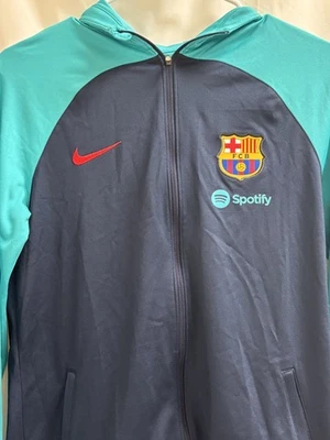 Chaqueta Barcelona FC Nike Juvenil XL Strike Entrenamiento con Capucha Azul Marino/Turquesa Dri-Fit  Foto 1 de 4