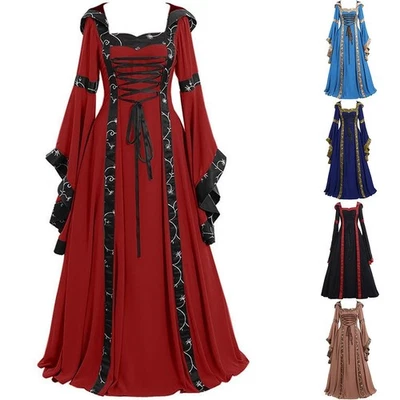 Retro Hooded Prom Dress with Trumpet Sleeves for Women in Multiple Colors - Image 1 of 4