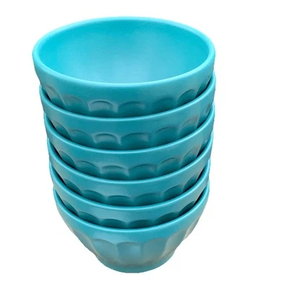 Anthropologie Latte 5.5" Matte Aqua Blue Green 6 Ceramic Coupe Cereal Bowls - Image 1 of 4