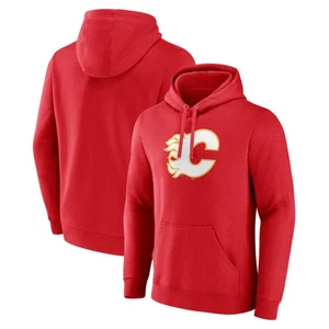 Men's Red Calgary Flames Primary Logo Pullover Hoodie - Picture 1 of 3