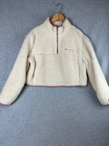 Champion Sherpa Sweater Girls Size L Plush Cropped 1/4 Zip Long Sleeve - Picture 1 of 12
