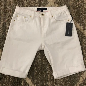 Pantalones Cortos Tommy Hilfiger Para Mujer 2 Blanco 8.5" Denim Puños Elásticos - Imagen 1 de 9