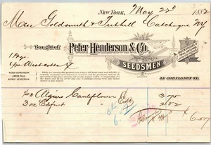 NY, NY Courtland St. 1894 Briefkopf Billhead Peter Henderson Co. Seedsmen - Bild 1 von 2