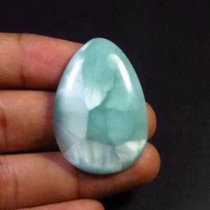 Green Hemimorphite Gems Pear Shape 47Cts Hemimorphite Cabs Loose 37x25x6mm HM-33 - Picture 1 of 8
