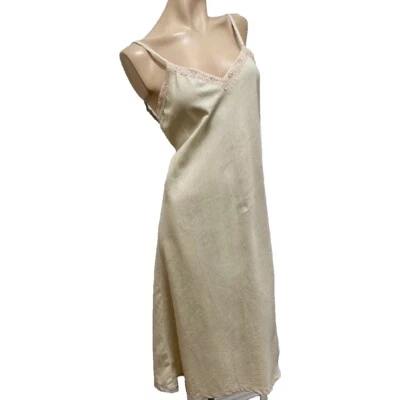 NUEVO SIN ETIQUETAS Camisón Donna Nadeau PEQUEÑO Beige Desnudo Sin Mangas Media pantorrilla Lino y Algodón Foto 1 de 4