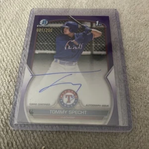 2023 Bowman Chrome Tommy Specht 1st Purple Refractor Auto  #CPA-TS 081/250 - Picture 1 of 6
