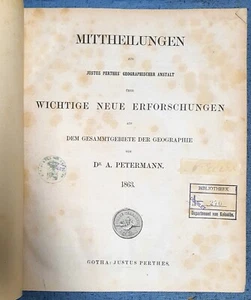 1863 Dr. Petermann's Mitttheilungen Volume 9 Geografia Libro Antico Illustrato - Foto 1 di 10