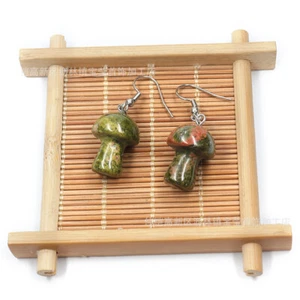 10 Pairs Natural Unakite Stone Mushrooms Earrings Crystal Jewelry Earrings - Picture 1 of 3