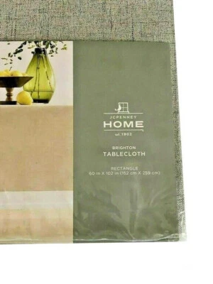 Pebblestone Gray Cloth Fabric Tablecloth JCPenney Brighton 60x102 Inch Oblong - Image 1 of 4