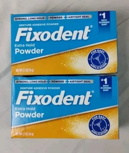 2 Pack Fixodent Denture Adhesive Powder Extra Hold 2.70Oz Each - Picture 1 of 5