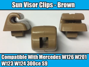 Clips For Mercedes Sun Visor W126 W201 W123 W124 300ce S9 BROWN PLASTIC NEW - Picture 1 of 1