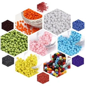 6/0 4mm Mixed Glass Seed Beads Opaque Many Colours Crafts Jewelry Making - Picture 1 of 7