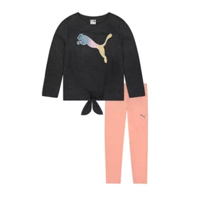 GIRLS SIZE SMALL (7) 2 PIECE PUMA T SHIRT AND LEGGING SET BLACK HEATHER NWT - Picture 1 of 1