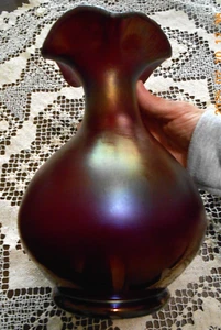 Schöne, antike, große, von Poshinger, irisierende mundgeblasene Vase. um 1900 - Bild 1 von 5