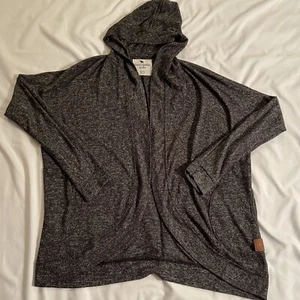 abercrombie Kids Black Heathered Open Front Cardigan Hoodie Size 11/12 - Picture 1 of 6