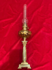 GRANDE LAMPE A PETROLE ANCIENNE A COLONNE EN ONYX ET PIED BRONZE NAPOLEON III