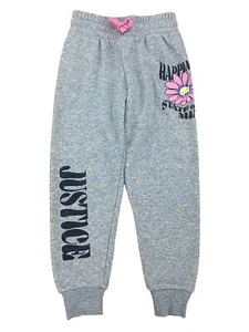Justice Girls Gray Happiness State Of Mind Fleece Jogger Pants Sweatpants - Picture 1 of 1