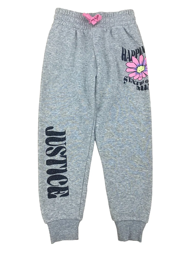 Justice Girls Gray Happiness State Of Mind Fleece Jogger Pants Sweatpants - Image 1 of 1