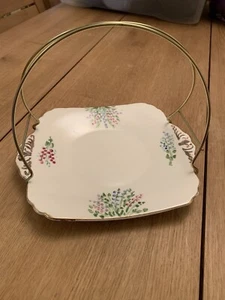 Vintage China Cake Plate / Basket / Clip Handle / Wedding / Party / Tea Room - Picture 1 of 3