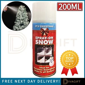 FAKE SNOW SPRAY CHRISTMAS DECORATION ARTIFICIAL XMAS TREE SPRAY ON SNOW 200ML - Picture 1 of 5