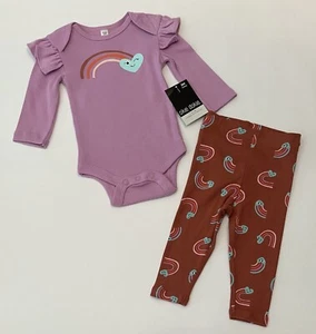 Baby Girl Clothes 3 Months Pants Bodysuit 2 PC Set Cute Rainbow Outfit New - Picture 1 of 3