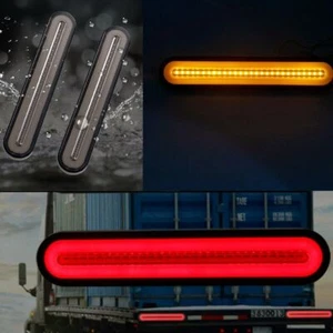 2PCS Motorcycle Rear Fender Bagger Tail Brake Stop Flowing Turn Signal Light Bar - Foto 1 di 10