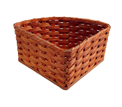Corner Basket Amish Handmade Solid Oak Hard Bottom Cover