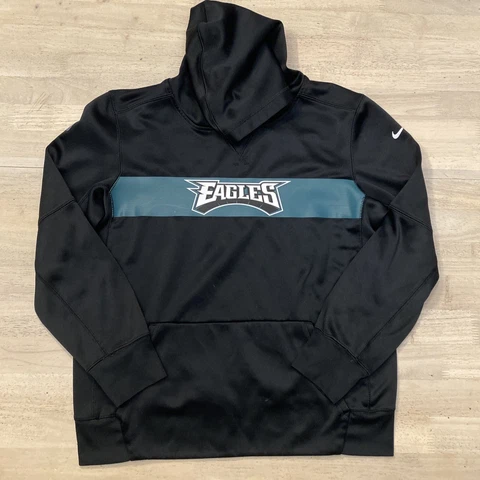 Philadelphia Eagles Hoodie Youth Large Black Nike Dri Fit Sweater NFL On Field Cover