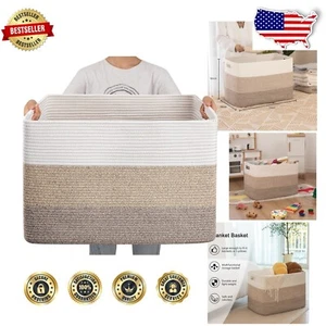 Stylish 108L Cotton Rope Woven Basket - Perfect for Organized Living Spaces - Picture 1 of 9