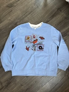 Breckenridge Pullover Sweatshirt Womens XL Light Blue Embroider Grandma Core - Picture 1 of 5