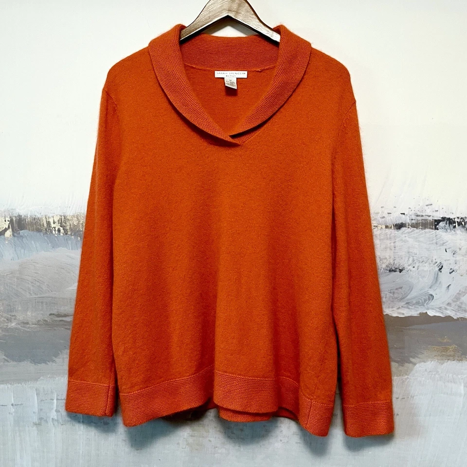 Suéter Sarah Spencer ANGORA LANA DE CORDERO Mezcla 1X Naranja Mantón Cuello Manga Larga Foto 1 de 4