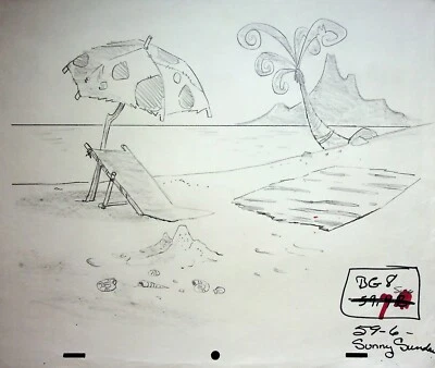 The Pebbles and Bamm-Bamm Show 1971 Production Hand Drawn Background Pencil - Image 1 of 2