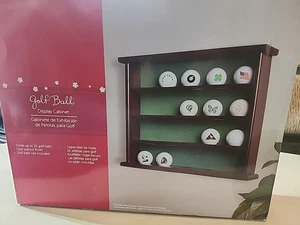 Dark Walnut Finish Golf Ball Display 20 Balls New In Box 14” Wide X 12” SM8 - Picture 1 of 2