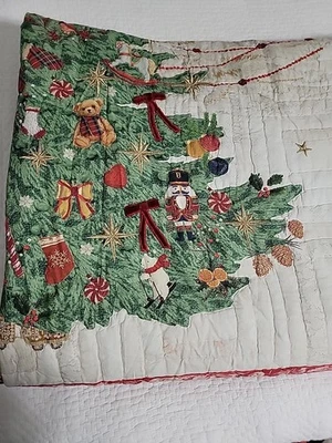 Edredón reversible Pottery Barn Deck the Halls árbol de Navidad King Cali King Foto 1 de 4