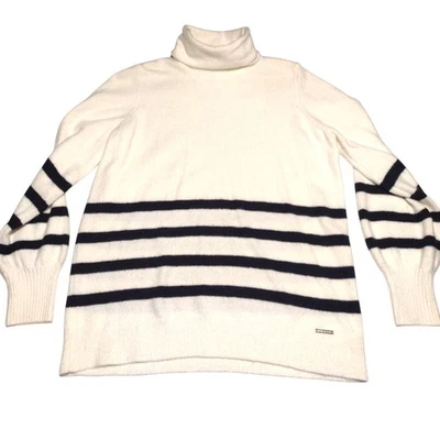 Michael Kors белый черный бретон полоски водолазка свитер шерсти Baby альпака нейлона - Изображение 1 из 4
