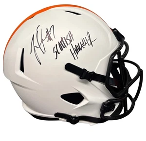 Casco réplica tamaño completo firmado por Nick Chubb & Jamie Gillan Browns certificado de autenticidad JSA/BAS - Imagen 1 de 4
